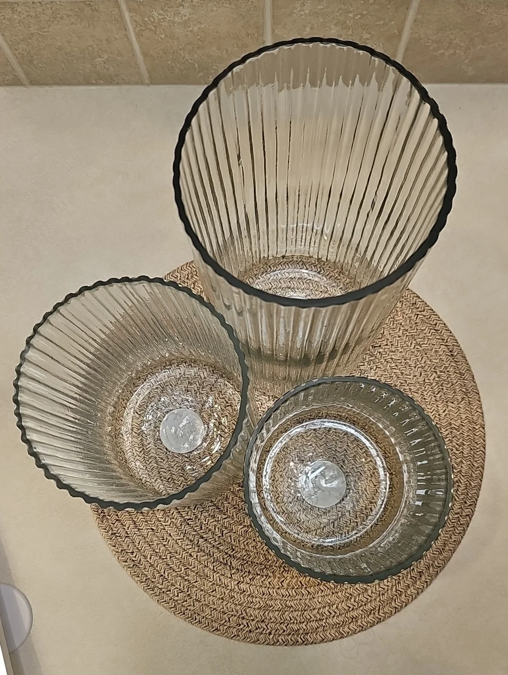 Set Of 3 Fluted Glass Storage Canisters With Wooden Lids Hearth & Hand